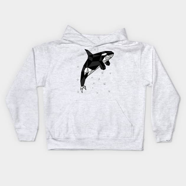 Killer whale polygon Kids Hoodie by albertocubatas